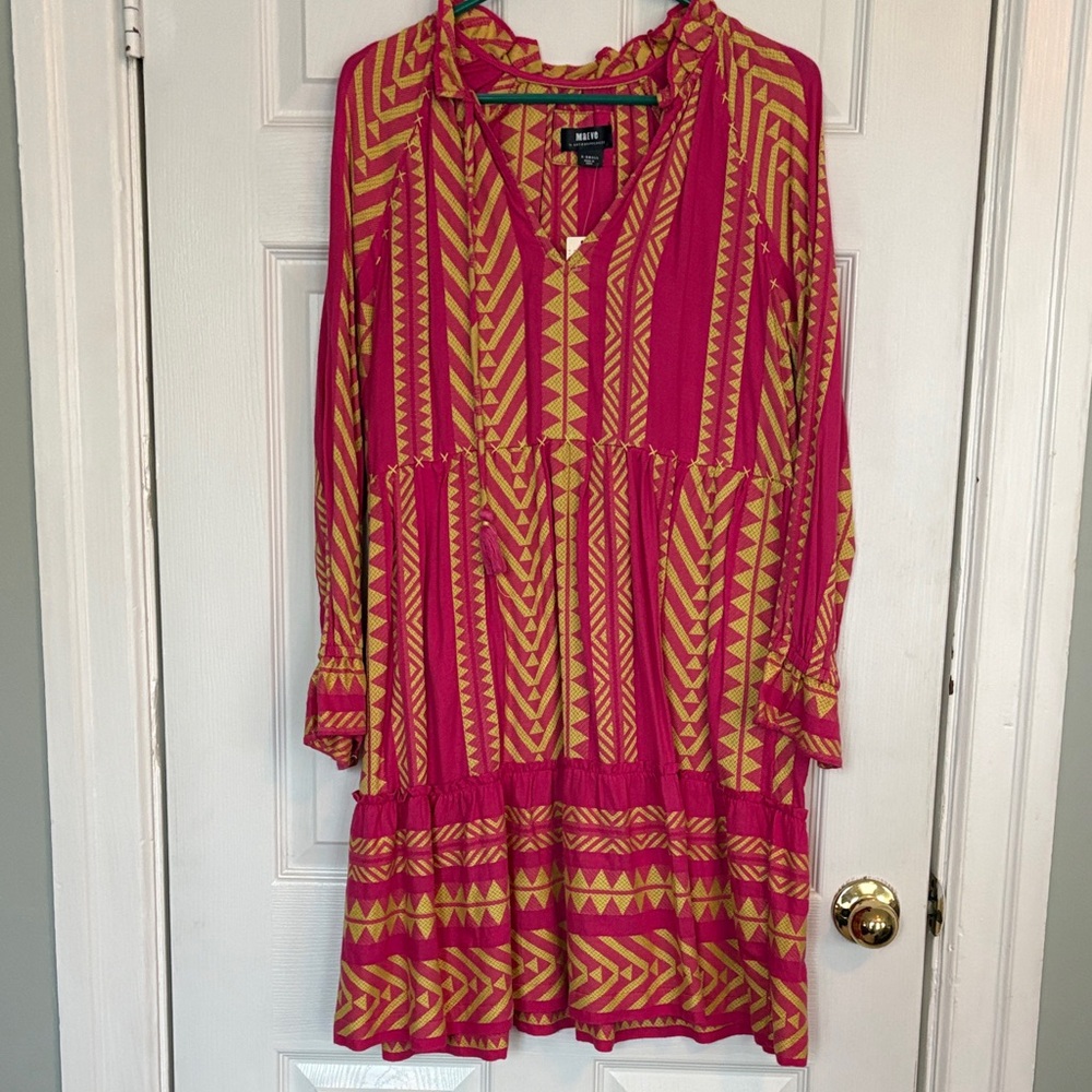NWT Maeve Pink and Yellow Patterned Dress
